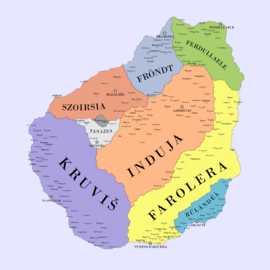 Map of the nine nations constituting Farfadillis